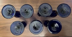 Cobalt Blue Champagne Flutes Gold Rim Set of 6 Premiere Elegant Vintage Barware