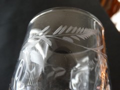 EAPG US Glass Co. Honeycomb Fern Etched Water Goblet Very Good Used Condition