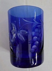 NACHTMANN Cobalt Blue 24% Lead Crystal Whiskey Tumbler Cut To Clear Grape Star