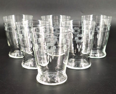 6 Antique Cut Floral Band Flat Tapered Tumbler Drinking Glasses 4″ USA
