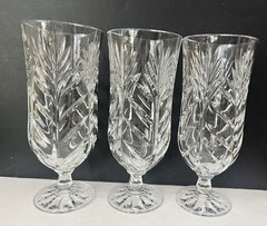 Set of 3 Crystal Glass Fifth Avenue PORTICO Iced Tea Glasses, 8 1/4”