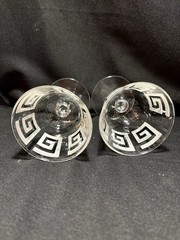 Vintage Black/White Geometric Liquor Glasses Set of 2