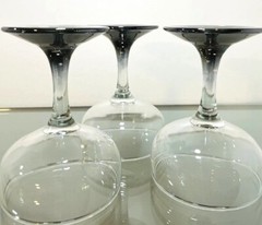 Silver Fade Petite Set Of 3 ~ 5 Oz Wine Glasses Goblets 4.5” Tall 3.25” Wide