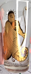 Sagittarius Zodiac Glass Tumbler Gold Vtg Highball 5 1/2″ Astrological Birthday