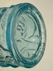 Antique Fenton Blue Opalescent Glass Tumbler ‘Waterlily & Cattail’ Pattern