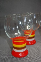 Vintage Rainbow Federal Glass 4PC Water Goblets