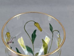 Theresienthal / Myers Neffe Hand Enameled Yellow Lily Flower & Gold Wine Glass A