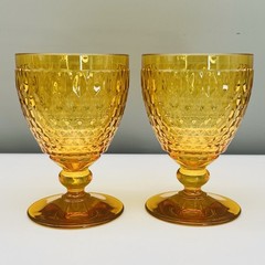 Lot 4 VILLEROY & BOCH BOSTON Amber GOBLETS XL Wine Water Sangria GLASSES 5.50″