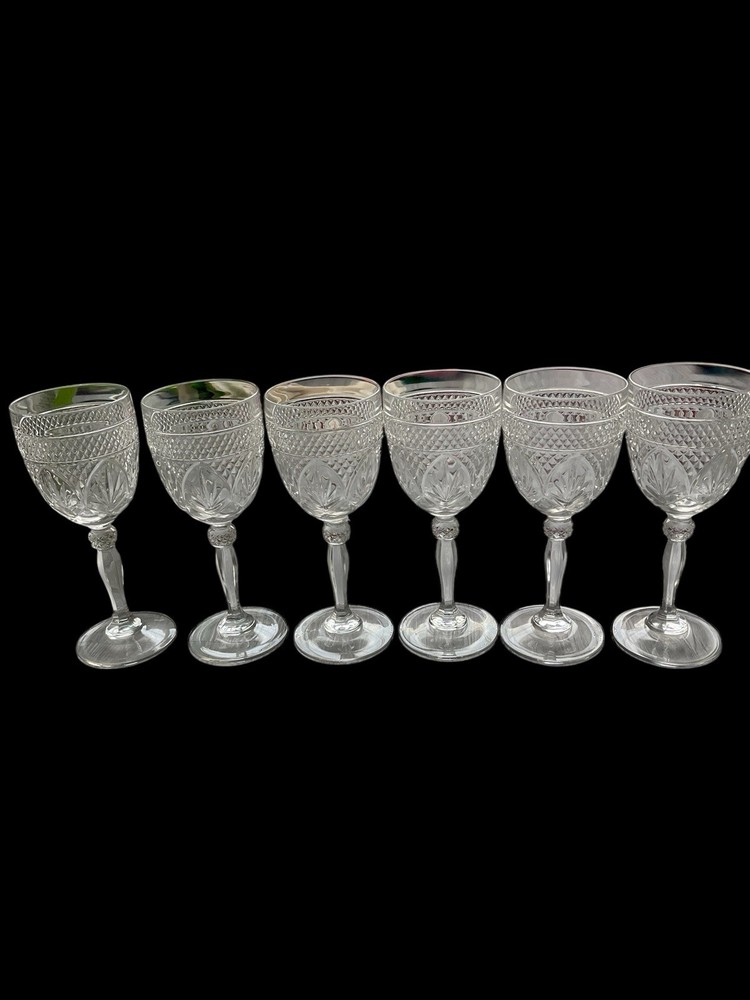 Crystal D’Arque Clear Vintage Water Wine Goblet Set Of 6 Beautiful