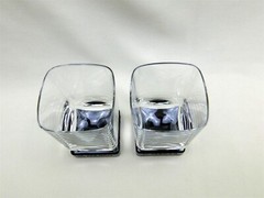 4 Vintage DISARONNO Branded Black Square Foot Amaretto Liqueur Glasses 70s