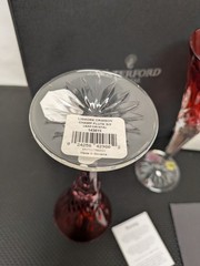 Pair of Waterford Crystal Lismore Crimson Champagne Toasting Flutes in Box -NH
