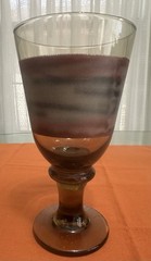 Nova Brown by Libbey Glass Co Water Goblet 7X3.75 Brown Rust/Gray Rings Set/4USA