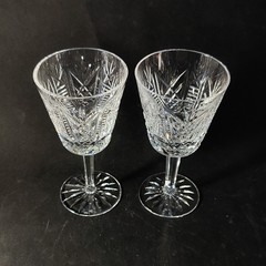 WATERFORD CLARE CLARET WINE GLASSES, Cut Lead Crystal, 5 7/8″, 6 Oz, 2PCS