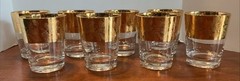 8 Vtg CULVER? 4.5” 24k Gold Trim Glasses Etched Grape Vines