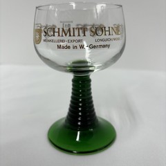 Vtg Schmitt Sohne Wine Glass Grape Vines Beehive Green Stem W Germany 0.1 L