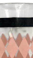 Vtg Hazel Atlas Beverage Glass 5.5 Inch Pink Diamond Black Trim Harlequin Argyle