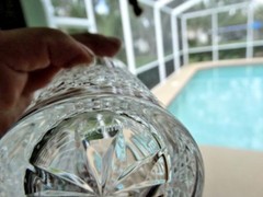 Galway Crystal Highball Glass GAL15 Crosshatch Vertical Lines & Star Foot