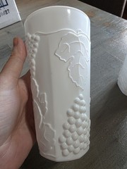 Indiana Glass Colony Harvest Milk Glass Grape Leaves Tumbler Glass – Set of 2