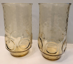 Anchor Hocking Heritage Hill 1970s Honey Gold Glass Tumblers Set Of 4 12oz 5″ H