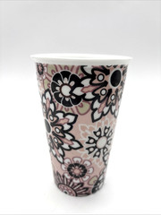 Him & Her Ceramic Coffee Tumbler Cups Lot of 2 NO LIDS Pink White Blue -EUC