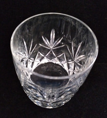 One (1) LENOX USA Charleston Double Old-Fashioned Glass Cut Criss-Cross & Fan
