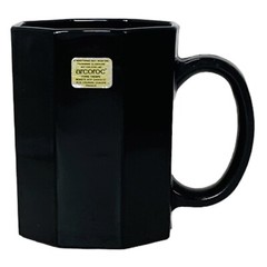 Set of 6 Arcoroc France OCTIME BLACK 10 OZ Glass Mugs NEW