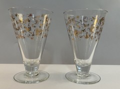 MCM Kahlúa Atomic Style Gold Tone Design Cocktail (Mudslide) Glasses (2)