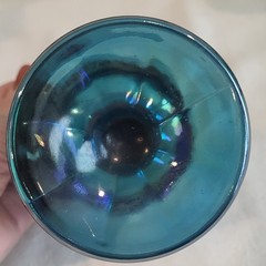 4 Vintage Indiana Harvest Grape Blue Iridescent Carnival Glass Wine Goblets [IG1