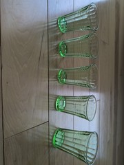 Hazel Atlas Uranium Juice Glasses Blacklight Glow Lot Of 5 Surface Wear