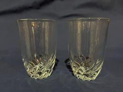 Vintage Anchor Hocking Central Park Clear Swirl 4.5” Rocks Glasses Set of 2