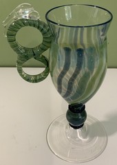 Vintage Murano Glass Green Decorative Wine Goblet, SIGNED