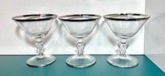 3 Glastonbury Lotus Colonial Platinum,Champagne tall Sherbert Glass Mid Century