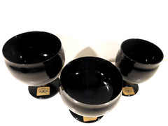 VTG BLOCK Crystal Capers Black Wine, Water, Champagne Mouth Blown Glass Portugal