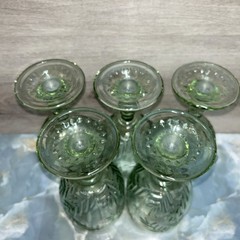 Bali Wine Goblets Set Of 5 Green Embossed Palm