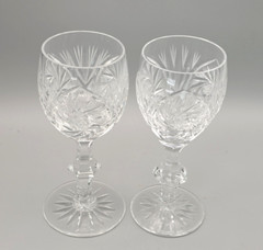 American Brilliant Cut Barbara Claret Wine Glasses Set of 2