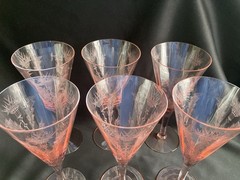Tiffin Modernistic 8” Water Stems Lot Of 6 Art Deco Rarity Circa 1925 Pristine!