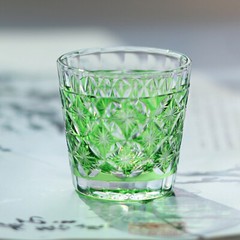 1OZ Green Edo Kiriko Glass Cup Small Shot Glasses For Sake/Liquor/Soju For Gift