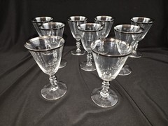 Colonial 92 Glastonbury Lotus Platinum Stripe Wine Glasses Set Of Nine