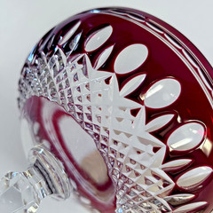 VTG Waterford Crystal Clarendon Ruby Red 6″ Compote Signed Cut to Clear Gift