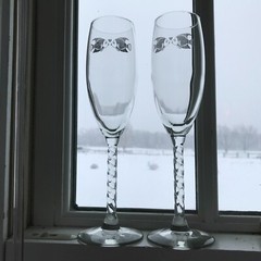 Kissing Tropicl Fish Champagne Glasses Lot of 2 Spiral Stem Angel Fish