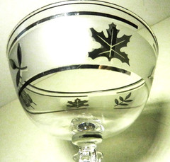 3 Pc LIBBEY Rock Sharpe SILVER Leaf-CHAMPAGNE-Tall SHERBET Goblets -1953-1978