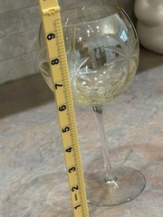 3 Home Essentials Lenox Style Balloon Wine Glass Etched Crystal Palm Tree Amber