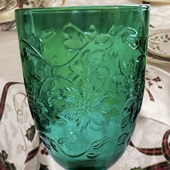 Princess House Fantasia Emerald Green Ice Tea Water Goblets 7”