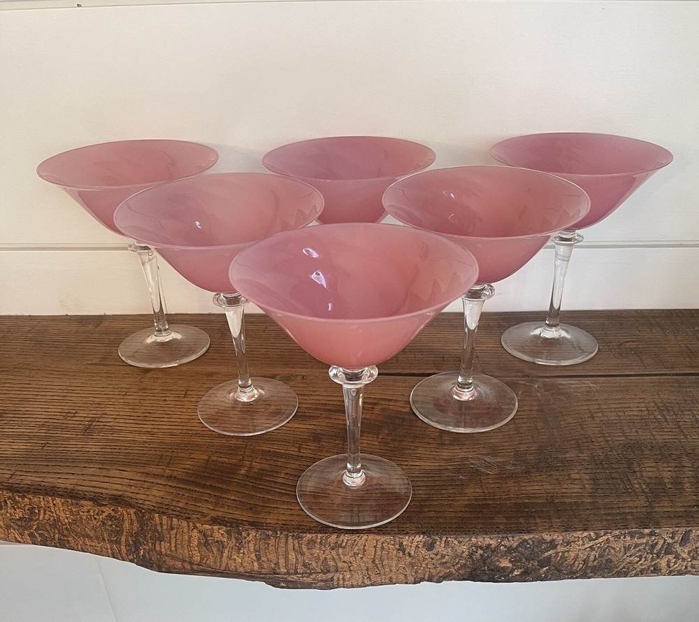 Six THEREISENTHAL for F. SCHMIDT ‘Garda’ Swirl Rosaline MCM Champagne Coupes