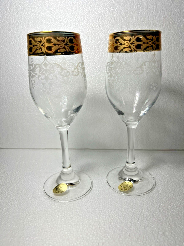 Two Bernini Crystal Stemware Wine Glasses – 7.5 inches tall