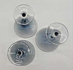 VTG 3 Blue Tint Crystal Margarita Stem Glasses 3″Dep 3.5″Basex5″Diax6.5″H-EUC