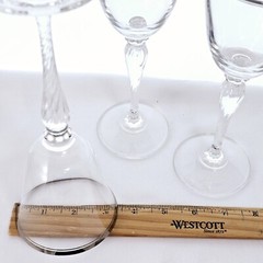 3 Oscar de la Renta Lafayette Silver Band Wine Glasses 8.2″ platinum band stem