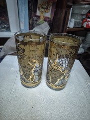 Pair of MCM ‘World Map’ Highball Tumblers 22kt. Trim