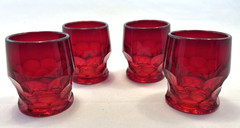 Set of 4 Viking Georgian Ruby 2 1/2 Oz Flat Glass Honeycomb Tumbler 2 1/2 inch