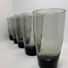 Set of 5 Libbey Classic Smoke Gray Glass 6″ Heavy Tumblers Drinking Glasses